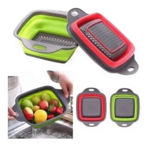 MT08782 COLADOR ESCURRIDOR PLEGABLE SILICONA COCINA -VERDURA - FRUTAS- 29 * 22CM