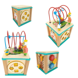 CUBO DE MADERA DIDÁCTICO PRONO CON RELOJ MULTI 2007505088128