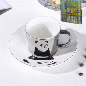 MT09099 JUEGO DE TAZA CERAMICA REFLEJANTE PANDA