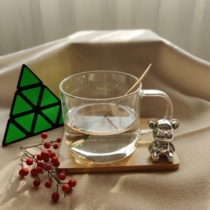 MT09132 SET TAZA VIDRIO OSITO CON CUCHARA