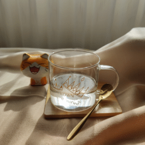 MT09142 SET TAZA VIDRIO CORONA CON CUCHARA