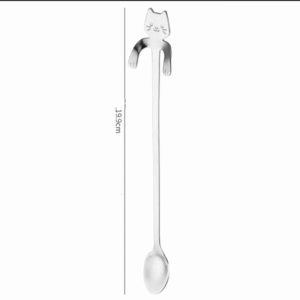 MT09439 CUCHARA PLATEADA LARGA GATO CON BRAZOS X6