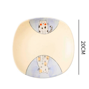 MT09708 PLATO CUADRADO CERAMICA 8 GATO PAREJA"