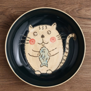 MT09719 PLATO AZUL 7.5 BORDE ANCHO GATO"