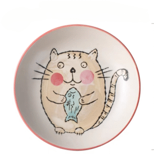 MT09724 PLATO 9 BORDE ANCHO GATO Y PEZ"
