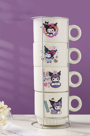 AA0026 TAZA CERAMICA APILABLE VIOLETA CON PORTA TAZAS