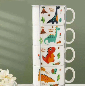 AA0025 TAZA CERAMICA X 4 APILABLE DINO