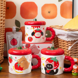 AA0192 TAZA CERAMICA ANIMALES CON TOMATE