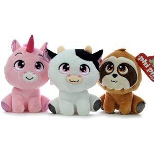 UNICORNIO, PEREZOSO Y VACA SENTADOS 15 CM