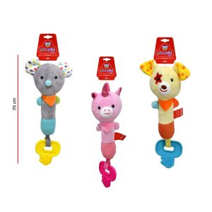 ANIMALITOS CON SONAJERO Y MORDILLO 25CM