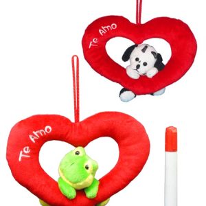 4 ANIMALES CON CORAZON CALADO 20CM
