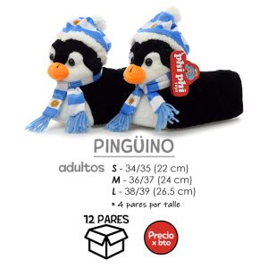 PANTUFLA PINGUINO CON GORRA ARGENTINA X 12 TALLES