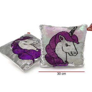 ALMOHADON UNICORNIO DE LENTEJUELAS 30*30CM