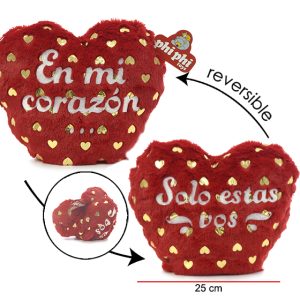 CORAZON REVERSIBLE 2 FRASES CON DORADO 25CM