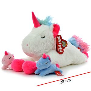 MAMA UNICORNIO CON 2 HIJOS 38CM