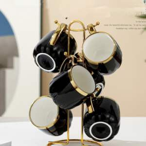 MT09815 TAZA CERAMICA X 6 CON PORTA TAZAS