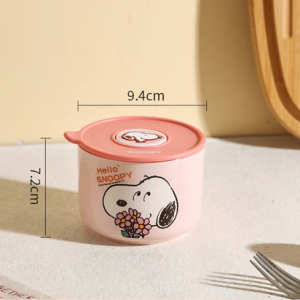 AA0272 BOWL CON TAPA CERAMICA CHICA PERRO ROSA