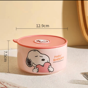 AA0273 BOWL CON TAPA CERAMICA MEDIANO PERRO ROSA