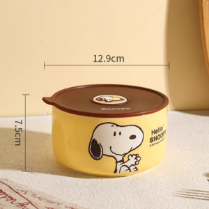 AA0276 BOWL CON TAPA CERAMICA MEDIANO PERRO AMARILLO