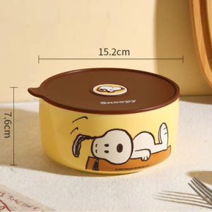AA0277 BOWL CON TAPA CERAMICA GRANDE PERRO AMARILLO