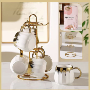 AA0476 TAZA X 6 BLANCO + DORADO