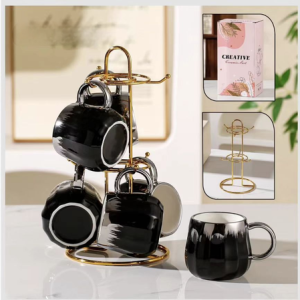 AA0479 TAZA X 6 NEGRO + PLADEADA