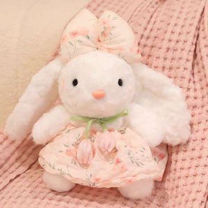 CONEJO CON VESTIDO ROSA DE FLORES 40CM