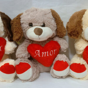Perro con corazón rojo te amo 30cm 3 colores