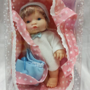 muñeca en canasto 2 colores 22cm con caja transparente (120)