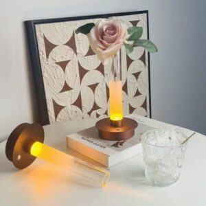 LAMPARA DECORATIVA LED CON BASE DE MADERA