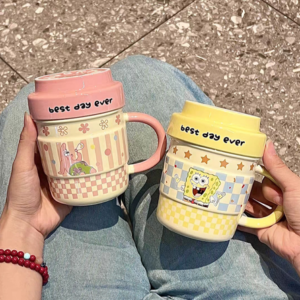 TAZA CERAMICA AMARILLO Y ROSA 2025080805824