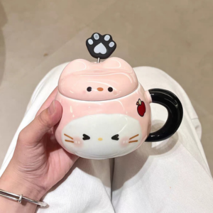 TAZA CERAMIA FORMA DE GATO