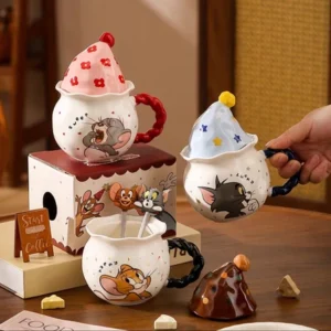 TAZA CERAMICA CON GORRO GATO Y RATON