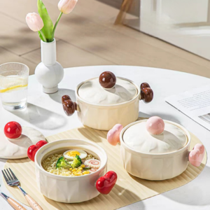 AA1000 BOWL CON MANEJAS DE CORAZON Y TAPA DE VIDRIO