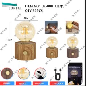 LAMPARA DECORATIVA LED CON BASE DE MADERA