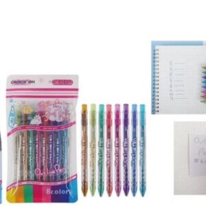 LAPICERA CON GLITTER CONTORNO GEL-INK PEN 8PCS X1 CS-G132-8