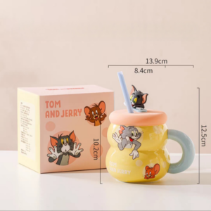 TAZA CERAMICA GATO Y RATON AMARILLO 2025080806104