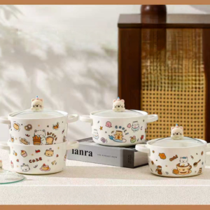 BOWL CERAMICA GRANDE CON TAPA DE VIDRIO GATOS 2025080807040