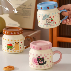 TAZA CERAMICA ANIMALES CON FRUTA