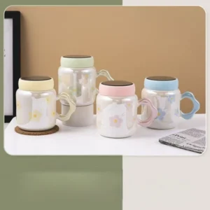 TAZA CERAMICA FLOR COLOR PERLA 2025080813980