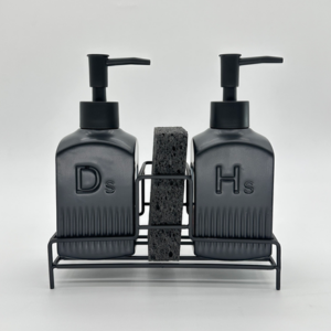 SET DE DISPENSER CERAMICA CON ESPONJA NEGRO