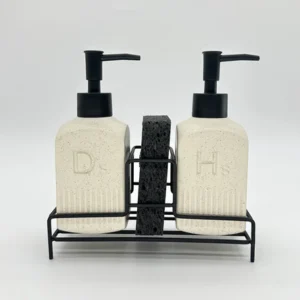 SET DE DISPENSER CERAMICA CON ESPONJA BEIGE