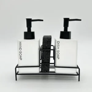 SET DE DISPENSER CERAMICA CON ESPONJA BLANCO
