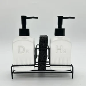 SET DE DISPENSER CERAMICA CON ESPONJA BLANCO