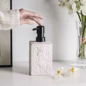 DISPENSER CERAMICA ESTILO PIEDRA BLANCO