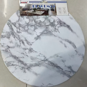 INDIVIDUAL REDONDO PLASTICO FINO MARMOL BLANCO 38CM X 38CM - X6