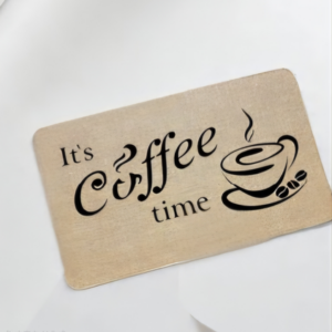 INDIVIDUAL TELA DE LINO "COFFEE TIME" 30CM X 45CM, RESISTENTE AL CALOR