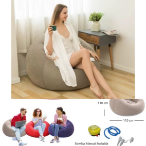 SOFA SILLON INFLABLE C/INFLADOR 110CM DIAMETRO