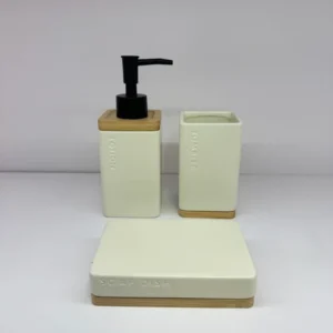 AA1341 SET DE BAÑO CERAMICA 3 PIEZAS BEIGE
