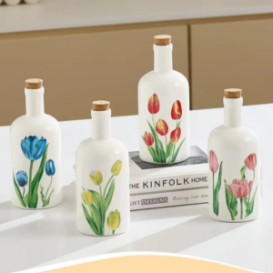 BOTELLA CERAMICA CON FLOR